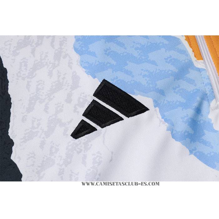 Chandal de Sudadera del Real Madrid Nino 24-25 Blanco y Amarillo